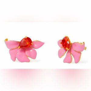 Kate Spade pink me red Floral Frenzy stud earrings